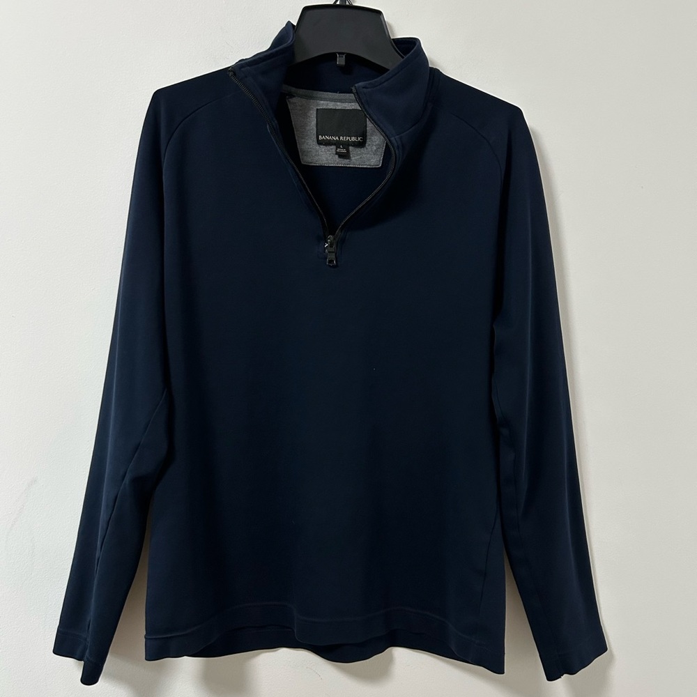 Banana Republic 1/4 zip pullover Navy Blue Men's Sweater sweatshirt large dressy